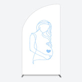 Lofaris Blue Lined Pregnant Woman Baby Shower Half Moon Arch Backdrop
