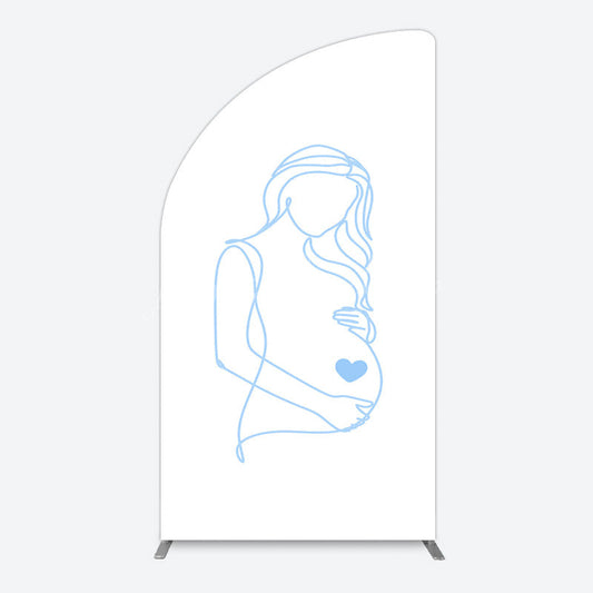Lofaris Blue Lined Pregnant Woman Baby Shower Half Moon Arch Backdrop