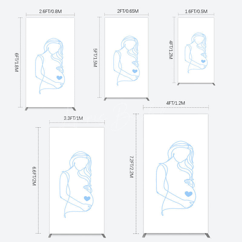 Lofaris Blue Lined Pregnant Woman Baby Shower Rectangle Backdrop