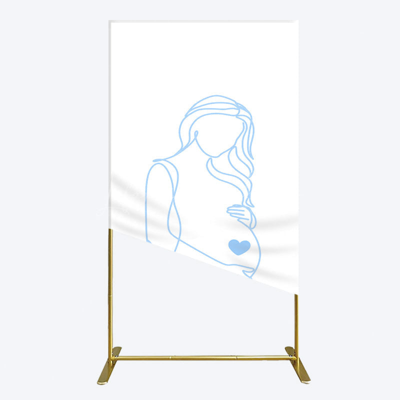 Lofaris Blue Lined Pregnant Woman Baby Shower Rectangle Backdrop