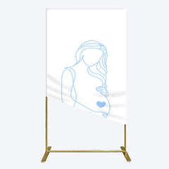 Lofaris Blue Lined Pregnant Woman Baby Shower Rectangle Backdrop