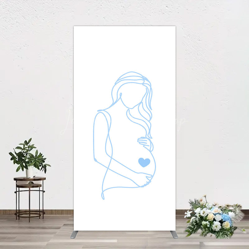 Lofaris Blue Lined Pregnant Woman Baby Shower Rectangle Backdrop