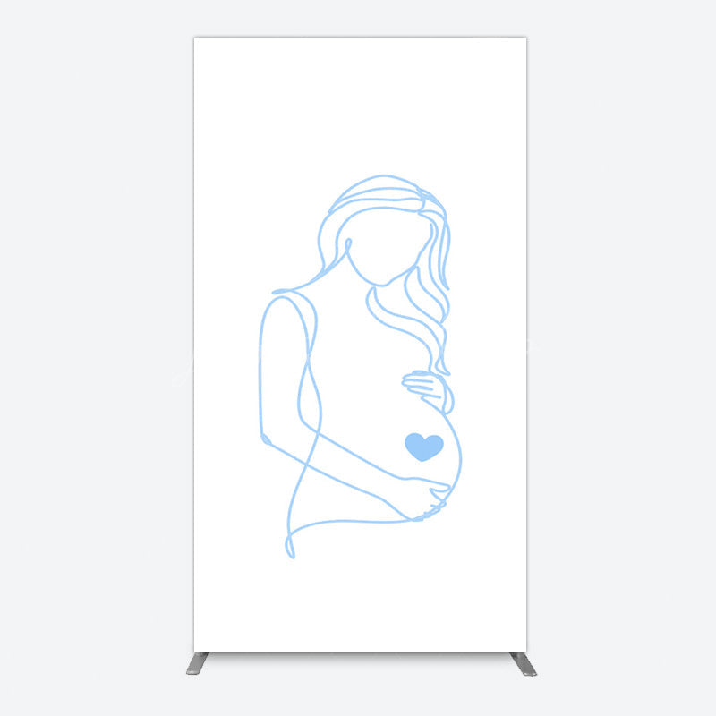 Lofaris Blue Lined Pregnant Woman Baby Shower Rectangle Backdrop