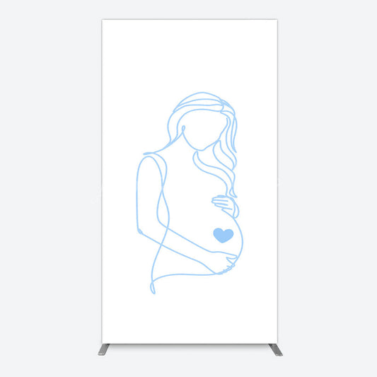 Lofaris Blue Lined Pregnant Woman Baby Shower Rectangle Backdrop