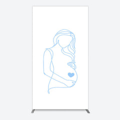 Lofaris Blue Lined Pregnant Woman Baby Shower Rectangle Backdrop
