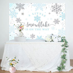 Lofaris Blue Little Snowflake Winter Baby Shower Backdrop