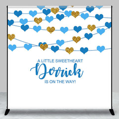 Lofaris Blue Little Sweetheart Custom Name Baby Shower Backdrop