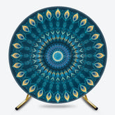 Lofaris Blue Mandala Floral Pattern Round Birthday Backdrop
