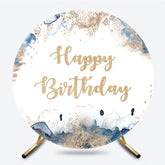 Lofaris Blue Marble Gold Glitter Happy Birthday Backdrop