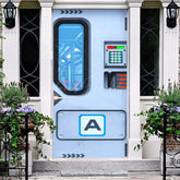 Lofaris Blue Modern Sci-Fi Space Gate Birthday Door Cover