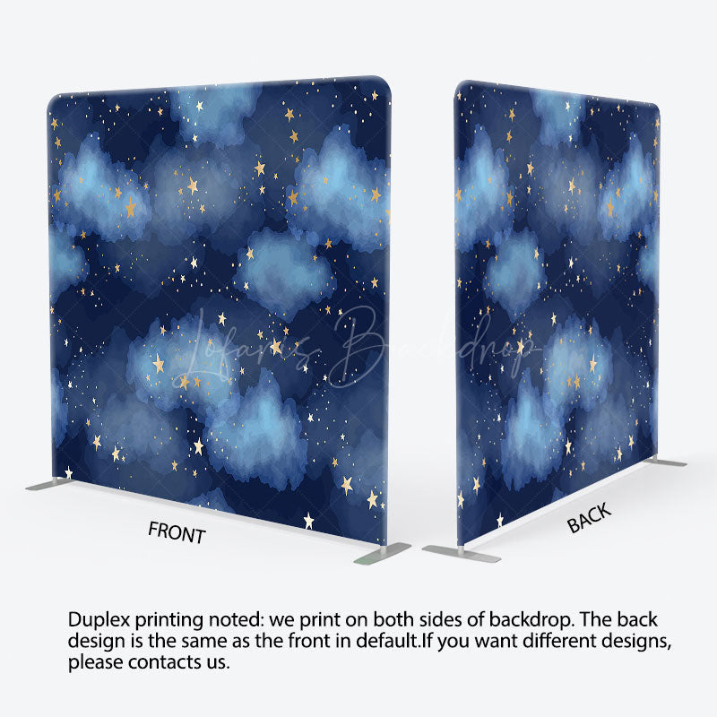 Lofaris Blue Night Stars Cloud Birthday Pillow Case Backdrop
