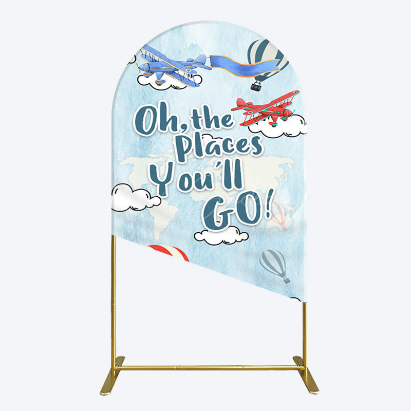 Lofaris Blue Oh The Places You Go Happy Birthday Arch Backdrop