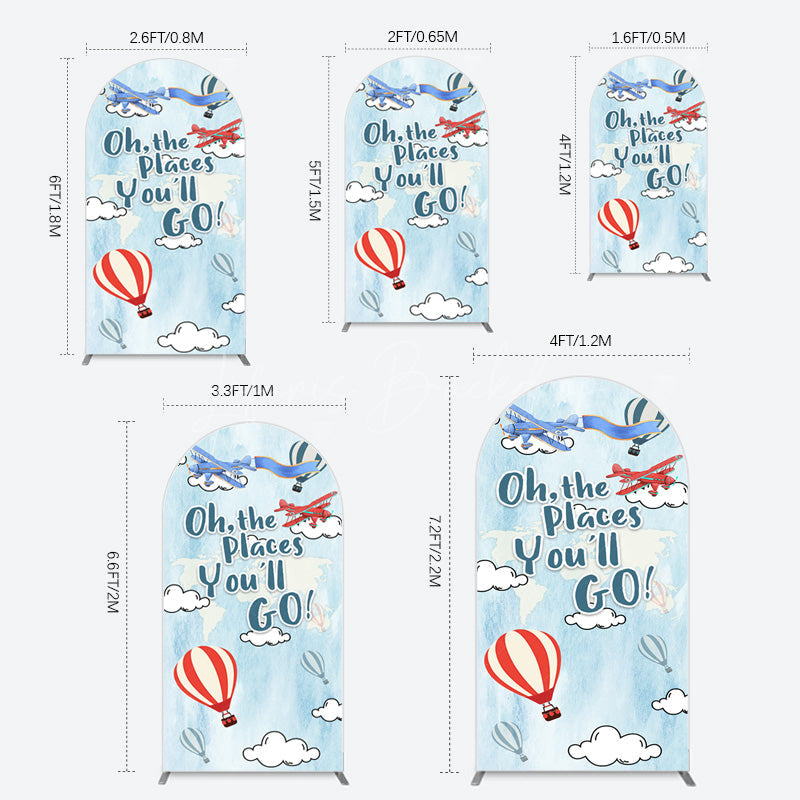 Lofaris Blue Oh The Places You Go Happy Birthday Arch Backdrop