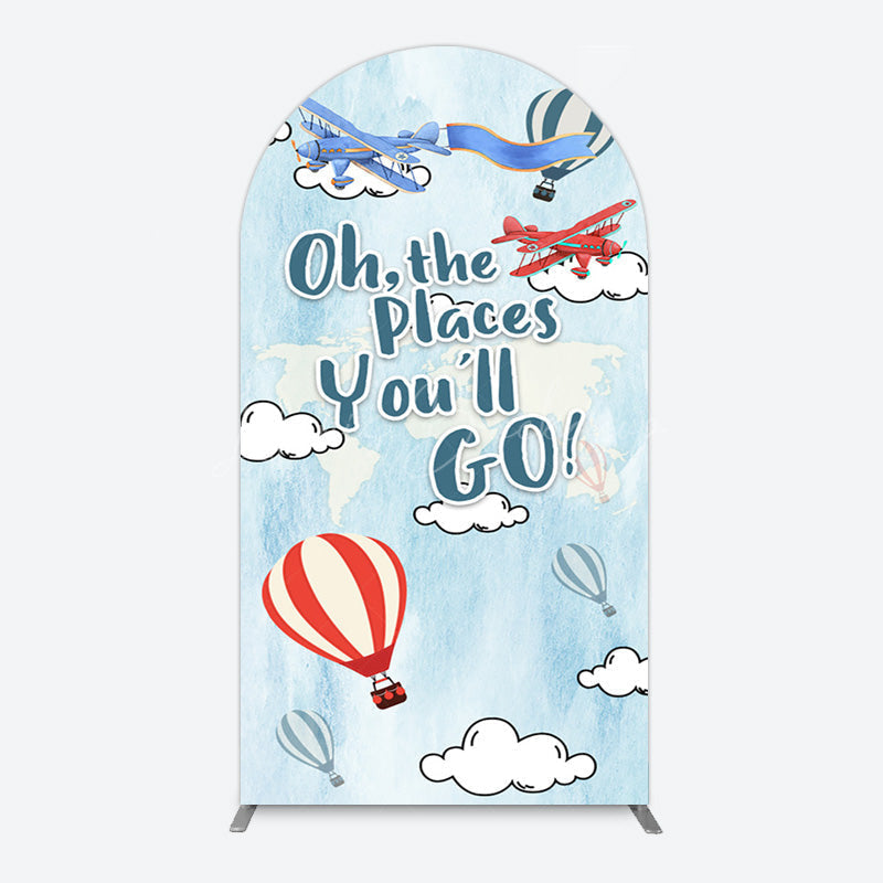 Lofaris Blue Oh The Places You Go Happy Birthday Arch Backdrop