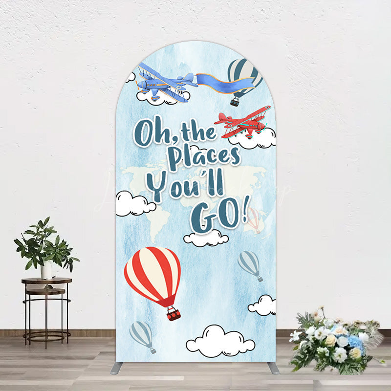 Lofaris Blue Oh The Places You Go Happy Birthday Arch Backdrop