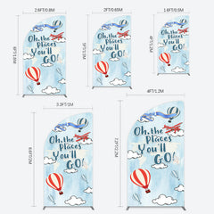 Lofaris Blue Oh The Places You Go Happy Birthday Half Moon Arch Backdrop