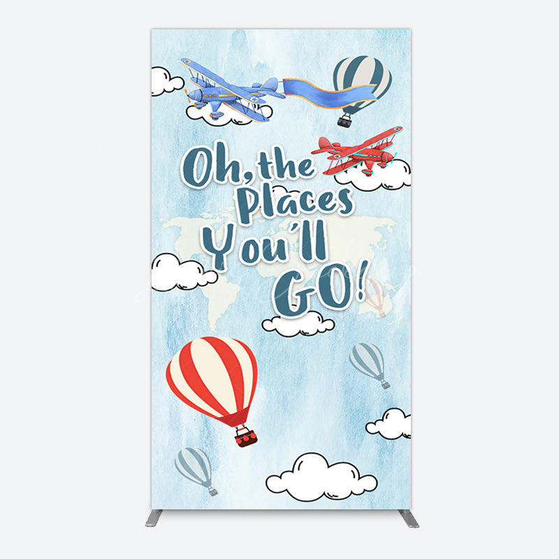 Lofaris Blue Oh The Places You Go Happy Birthday Rectangle Backdrop