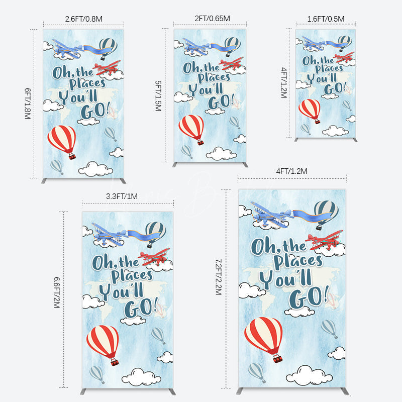 Lofaris Blue Oh The Places You Go Happy Birthday Rectangle Backdrop
