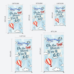 Lofaris Blue Oh The Places You Go Happy Birthday Rectangle Backdrop
