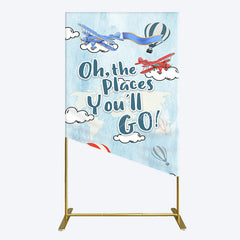 Lofaris Blue Oh The Places You Go Happy Birthday Rectangle Backdrop