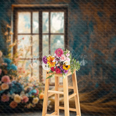 Lofaris Blue Orange Wall Window Rose Boho Wedding Backdrop