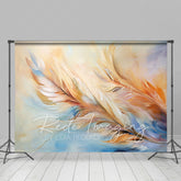 Lofaris Blue Orange Warm Tone Feathers Fine Art Photo Backdrop