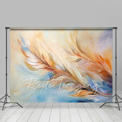 Lofaris Blue Orange Warm Tone Feathers Fine Art Photo Backdrop