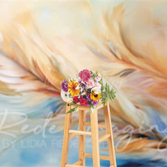 Lofaris Blue Orange Warm Tone Feathers Fine Art Photo Backdrop