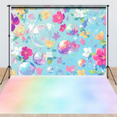 Lofaris Blue Painted Color Floral Bubbles Combo Set Backdrop