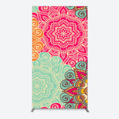 Lofaris Blue Pink Floral Pattern Mandala Lohri Arch Backdrop