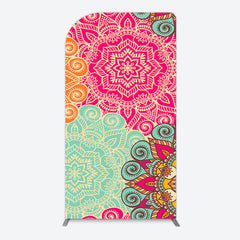 Lofaris Blue Pink Floral Pattern Mandala Lohri Arch Backdrop