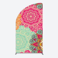 Lofaris Blue Pink Floral Pattern Mandala Lohri Arch Backdrop