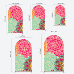 Lofaris Blue Pink Floral Pattern Mandala Lohri Arch Backdrop