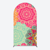 Lofaris Blue Pink Floral Pattern Mandala Lohri Arch Backdrop