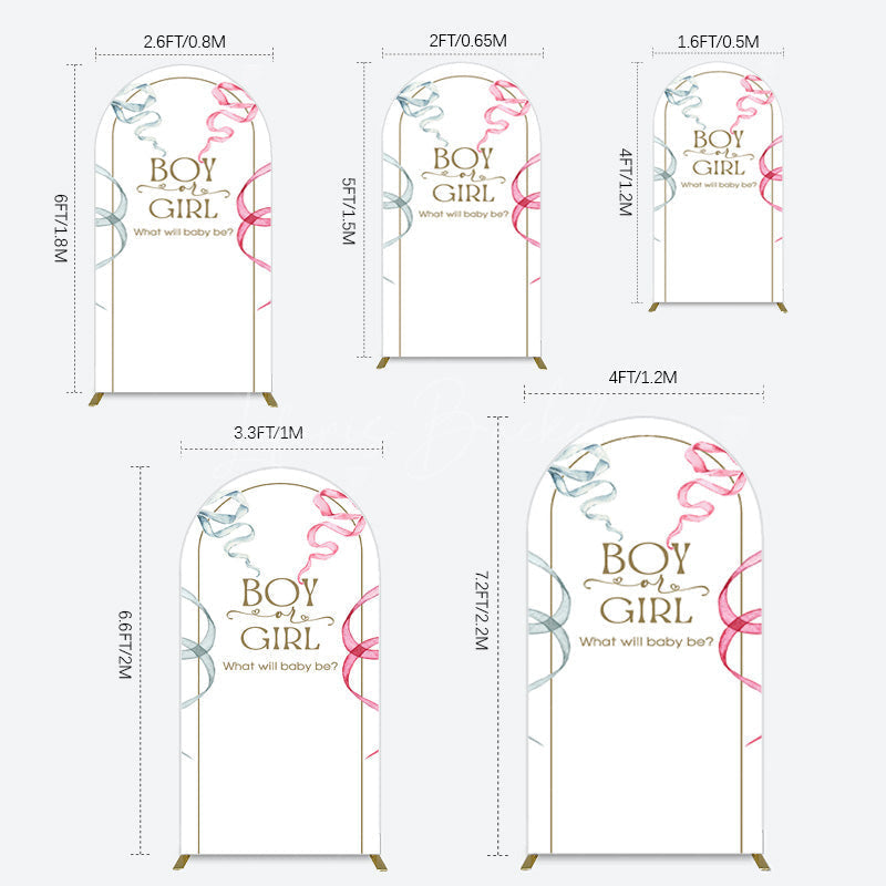 Lofaris Blue Pink Ribbon Boy Or Girl Baby Shower Arch Backdrop