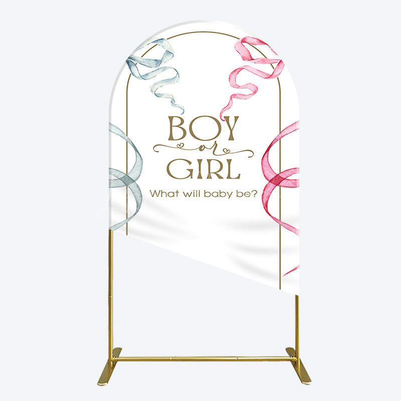Lofaris Blue Pink Ribbon Boy Or Girl Baby Shower Arch Backdrop