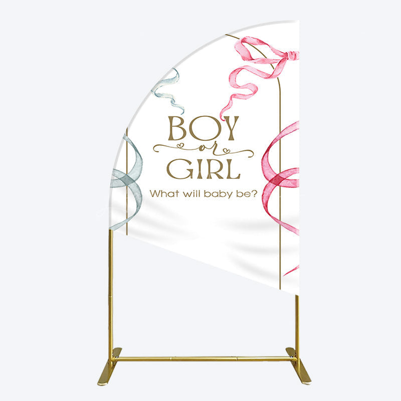 Lofaris Blue Pink Ribbon Boy Or Girl Baby Shower Half Moon Arch Backdrop
