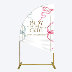 Lofaris Blue Pink Ribbon Boy Or Girl Baby Shower Half Moon Arch Backdrop