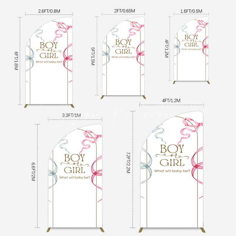 Lofaris Blue Pink Ribbon Boy Or Girl Baby Shower Half Moon Arch Backdrop