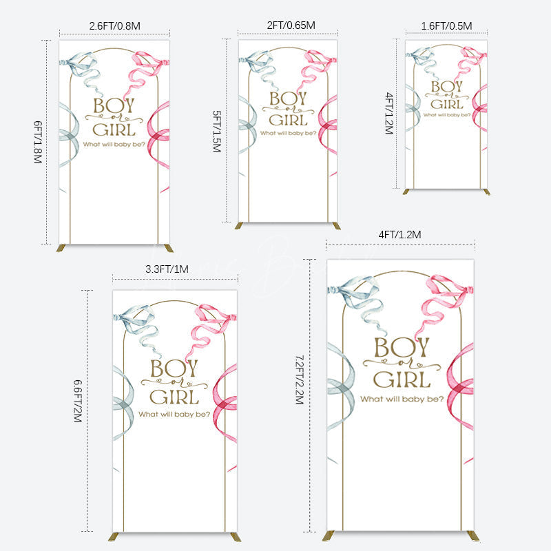 Lofaris Blue Pink Ribbon Boy Or Girl Baby Shower Rectangle Backdrop