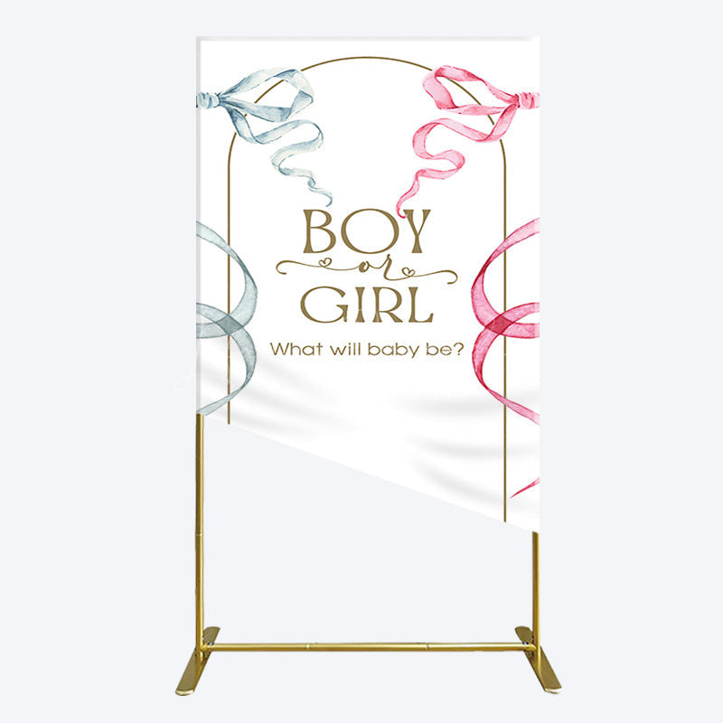 Lofaris Blue Pink Ribbon Boy Or Girl Baby Shower Rectangle Backdrop
