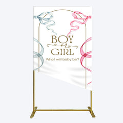 Lofaris Blue Pink Ribbon Boy Or Girl Baby Shower Rectangle Backdrop