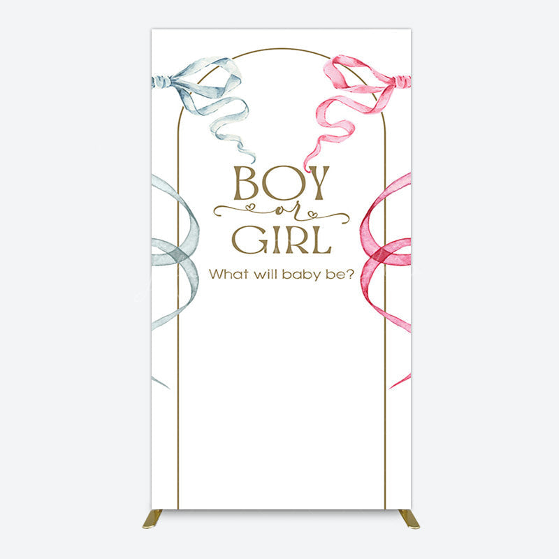 Lofaris Blue Pink Ribbon Boy Or Girl Baby Shower Rectangle Backdrop