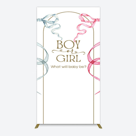 Lofaris Blue Pink Ribbon Boy Or Girl Baby Shower Rectangle Backdrop