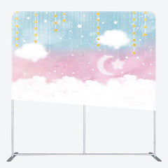 Lofaris Blue Pink Sky Cloud Star Birthday Pillow Case Backdrop