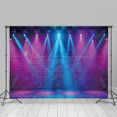 Lofaris Blue Pink Spotlight Stage Brick Photography Backdrop
