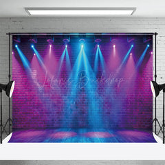 Lofaris Blue Pink Spotlight Stage Brick Photography Backdrop