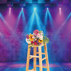 Lofaris Blue Pink Spotlight Stage Brick Photography Backdrop
