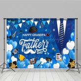 Lofaris Blue Plaid Balloons Happy Grandpa Fathers Day Backdrop