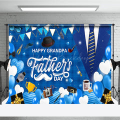 Lofaris Blue Plaid Balloons Happy Grandpa Fathers Day Backdrop